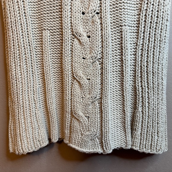 Tribal Faux Fur Trim Chunky Knit Cotton Blend Sweater Vest Jacket Womens XL - Picture 12 of 14